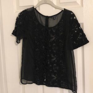 American Eagle Black Sheer Lace Tank